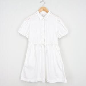J.Crew Factory Collared Short Sleeve Tie Waist Mini Dress White Size 10